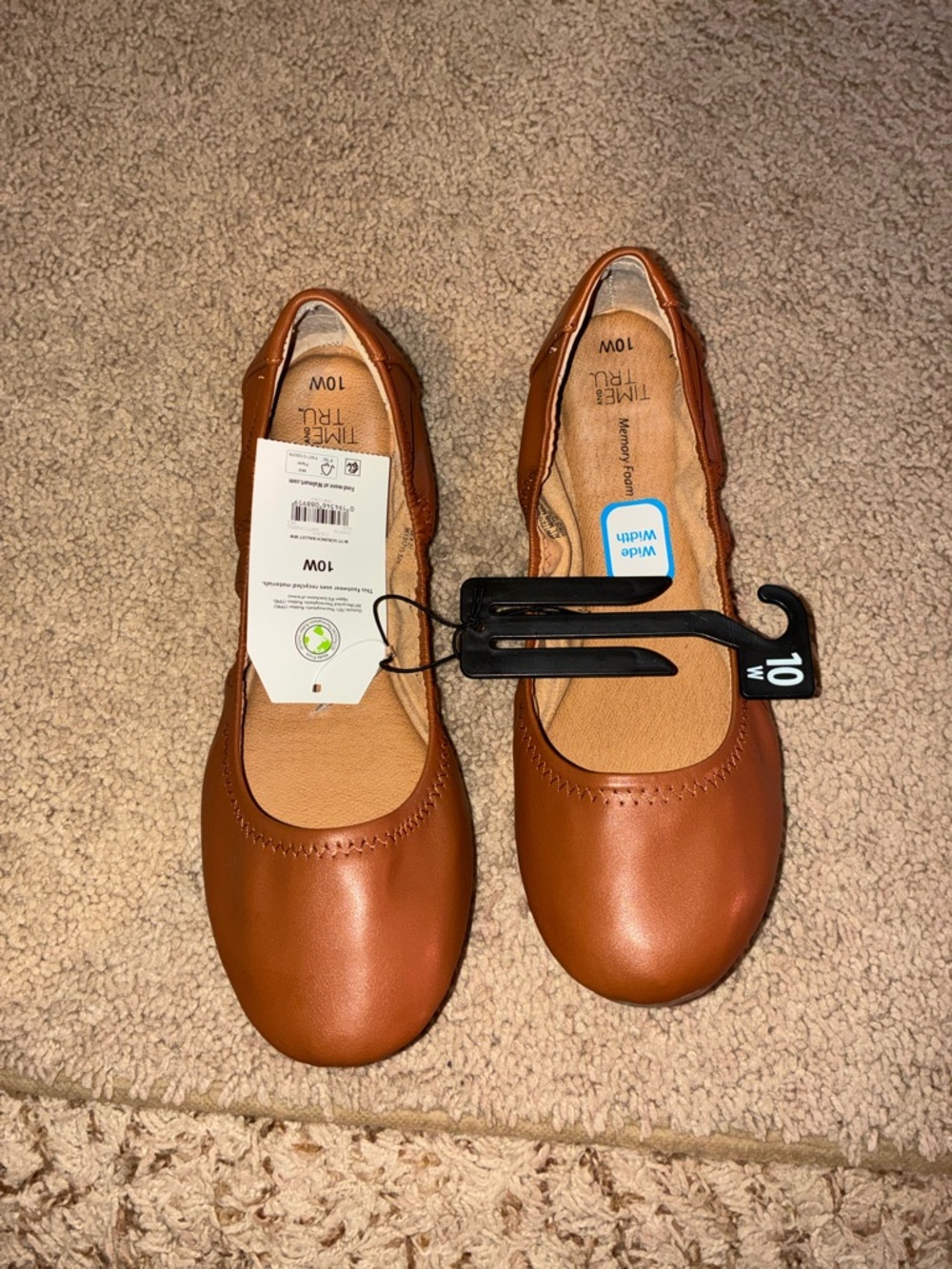 Time and Tru Tan/Brown Girls Ballet Flats - Size 10W